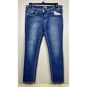 Jade Jeans Women Dark Blue Size 13/14 Embroidered Back Pockets 36" x 30.5"